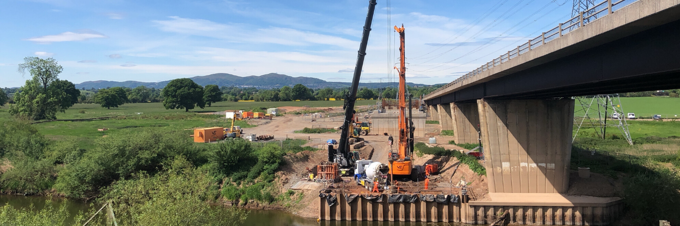 Van Elle install foundations for bridge abutments for new footbridge in Worcestershire