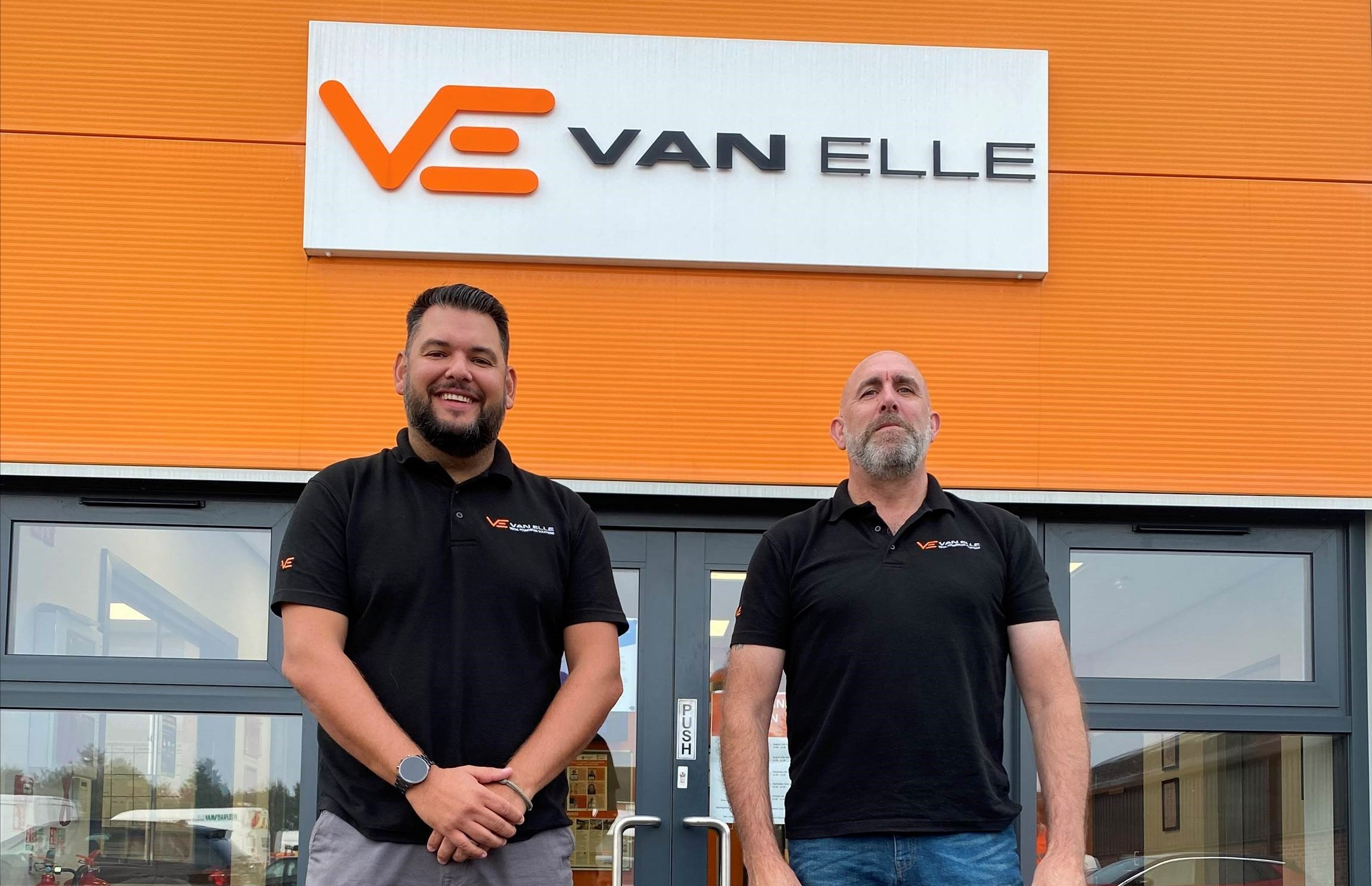 New trainer assessors, Matt Fletcher and Warren Mulford stood outside the Van Elle Training Centre