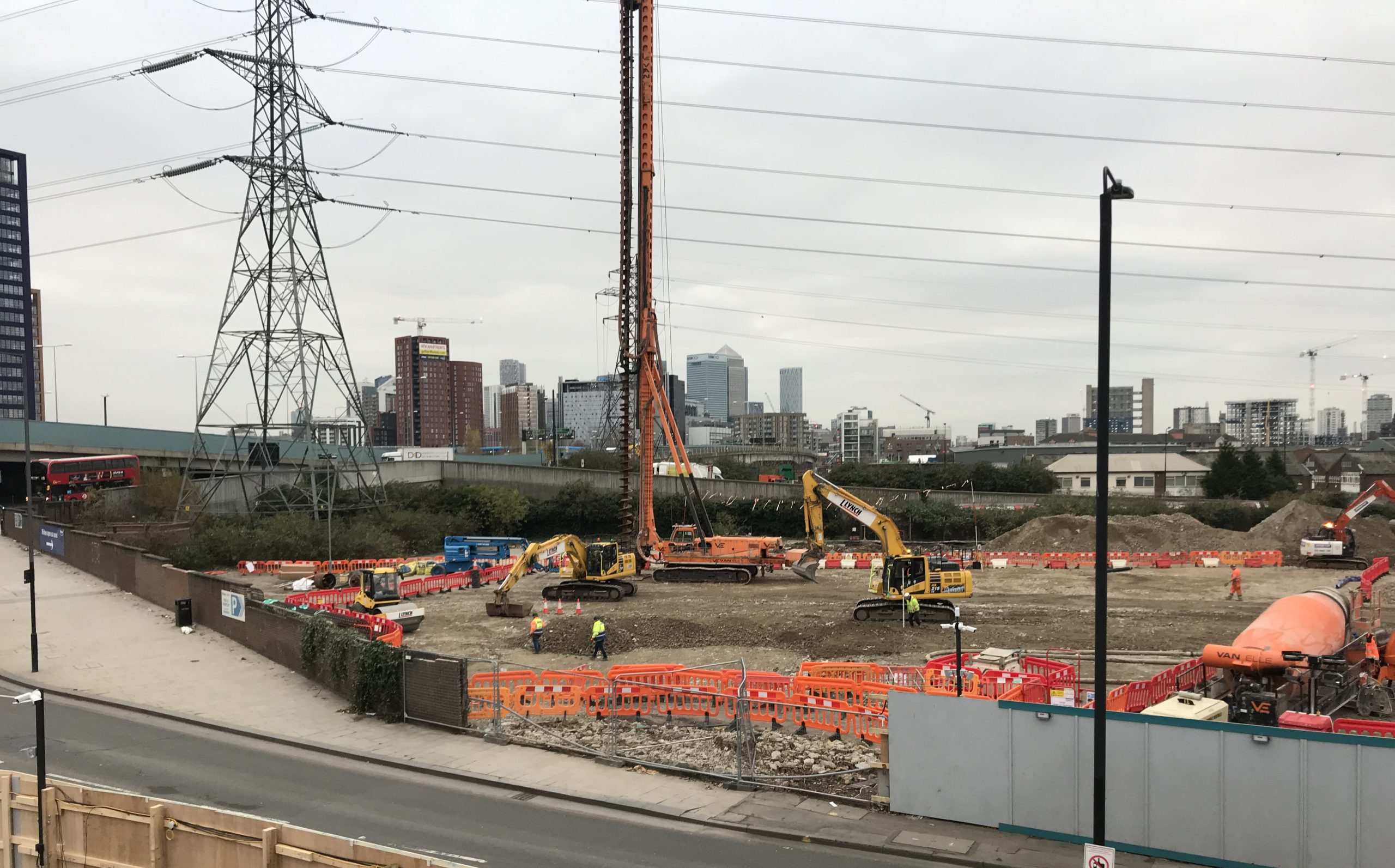 CFA piling taking place at Manor Road project in London, by Van Elle
