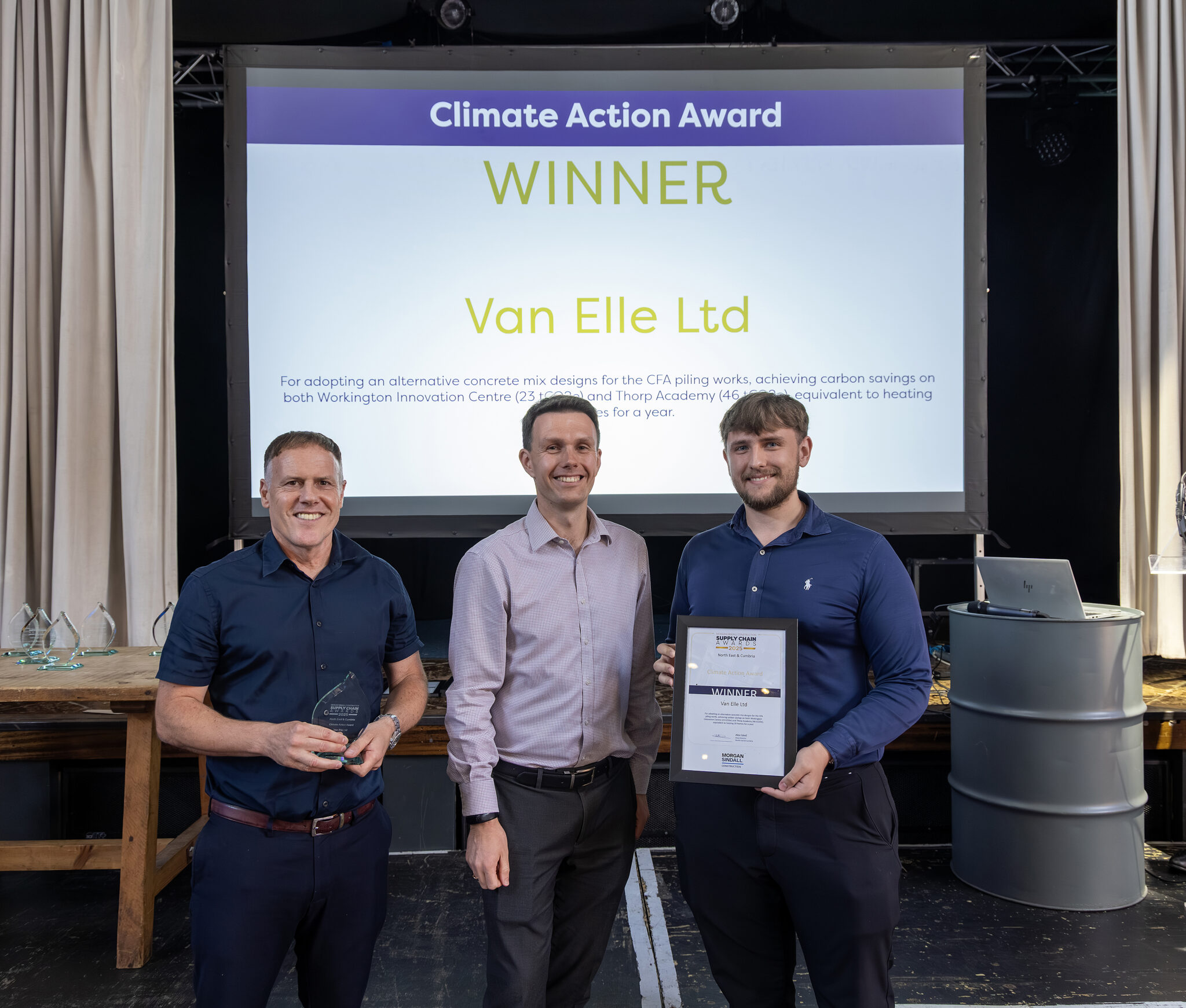 Kyle Kirkland and Phil Carr from Van Elle at Morgan Sindall Supply Chain Awards 2025