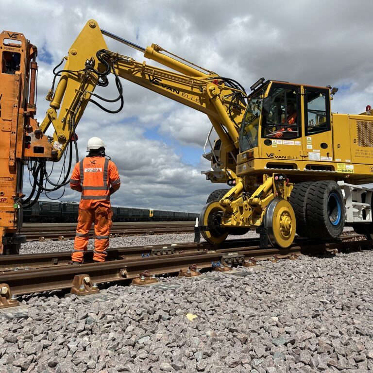 Van Elle installing CHS OLE foundations at Long Marston Rail Innovation Centre