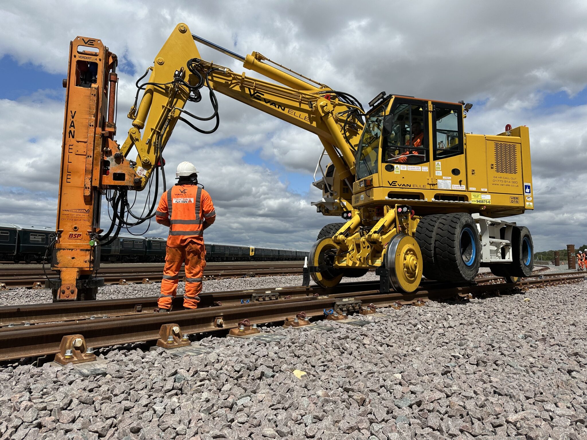 Van Elle installing CHS OLE foundations at Long Marston Rail Innovation Centre