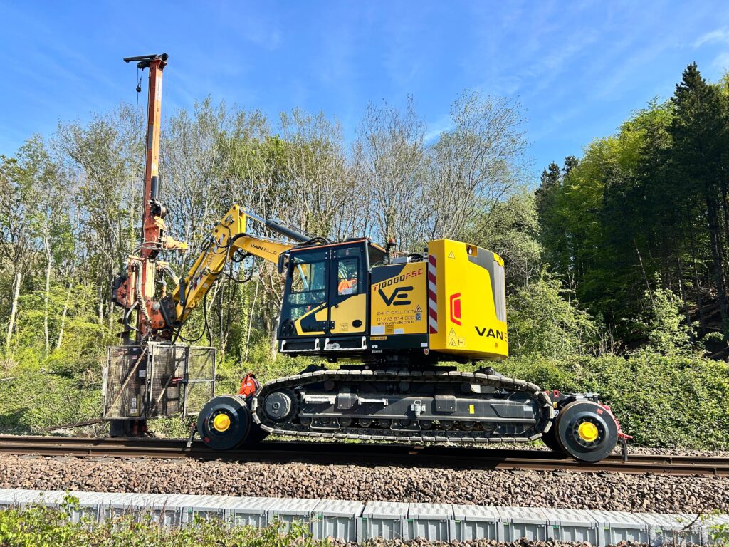 Van Elle Rail team installing specialist foundations for the TransPennine Route Upgrade West route